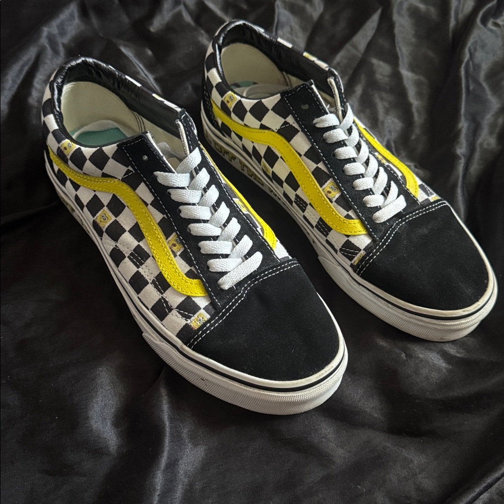 Checkered SpongeBob Vans with Yellow Stripe
